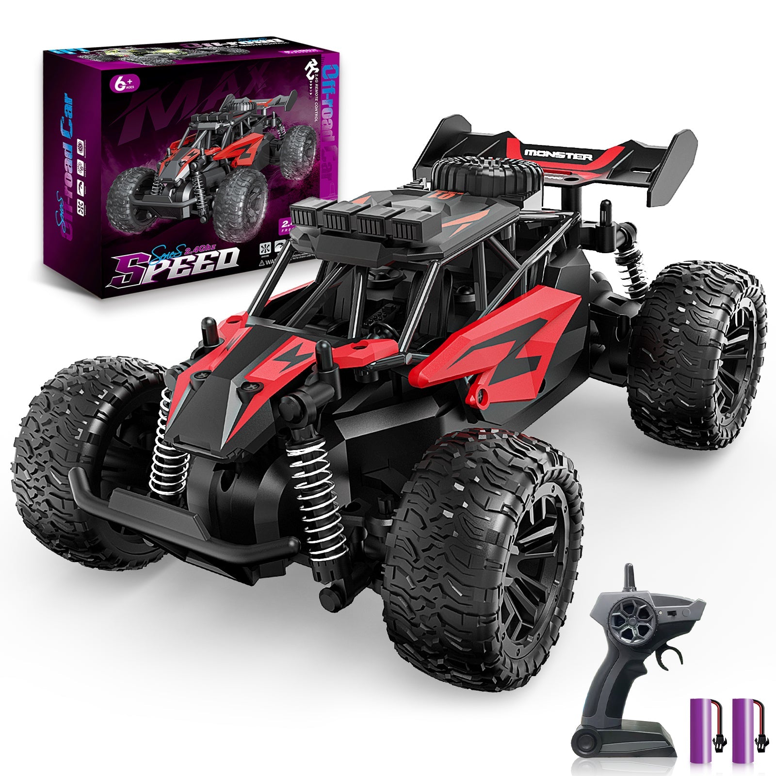 1:12 Scale RC Monster Truck, 2.4GHz 33KM/H High Speed Remote Control Car - Carox