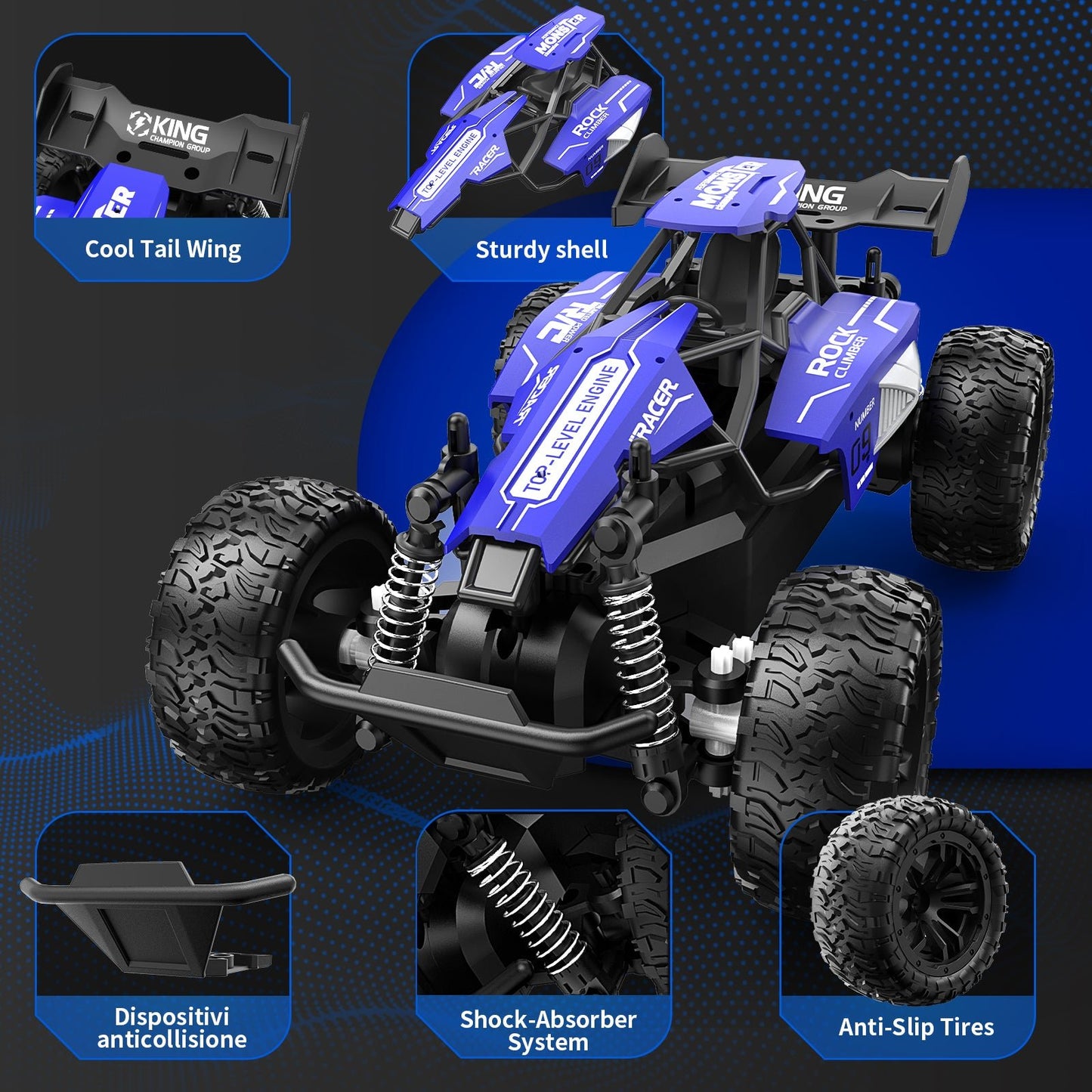 1:16 Scale RC Car for Kids, 2.4GHz High - Speed Electric Monster Truck - Carox