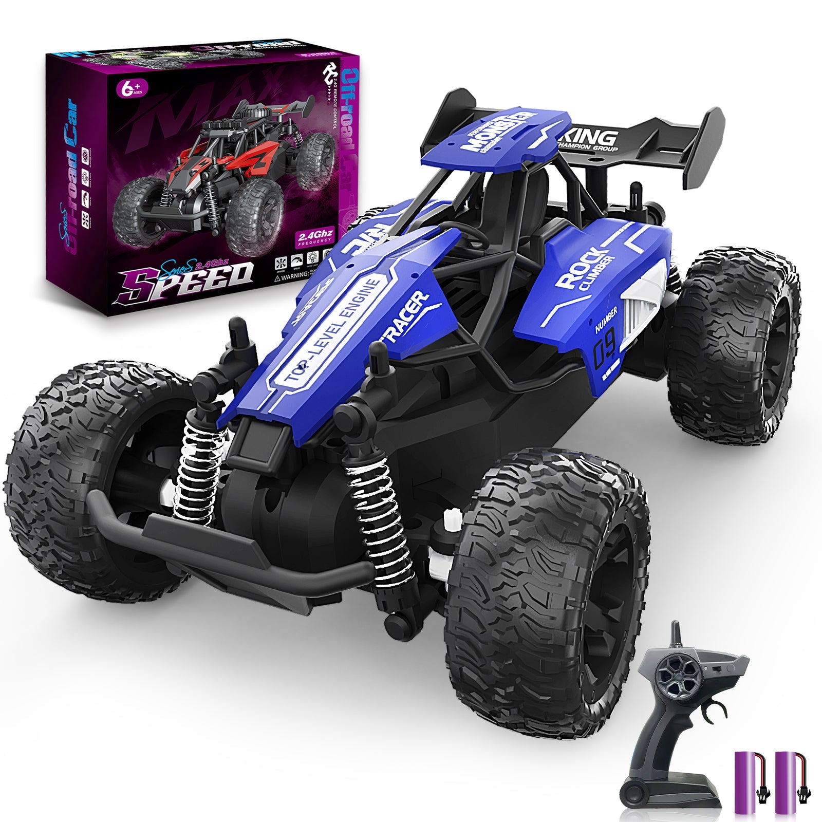 1:16 Scale RC Car for Kids, 2.4GHz High - Speed Electric Monster Truck - Carox