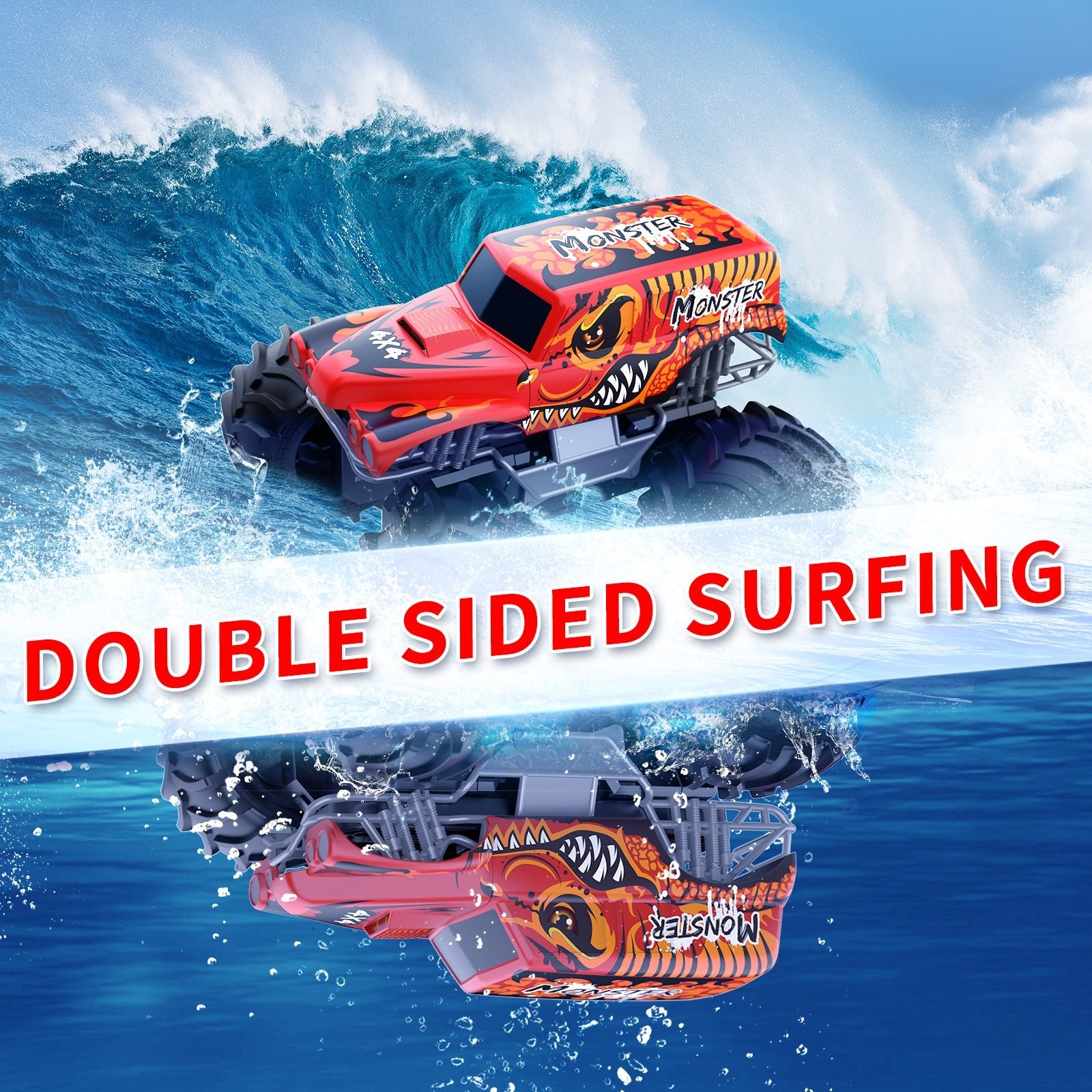 2.4GHz Amphibious RC Car for Boys - 1:16 All Terrain Off - Road Truck - Carox