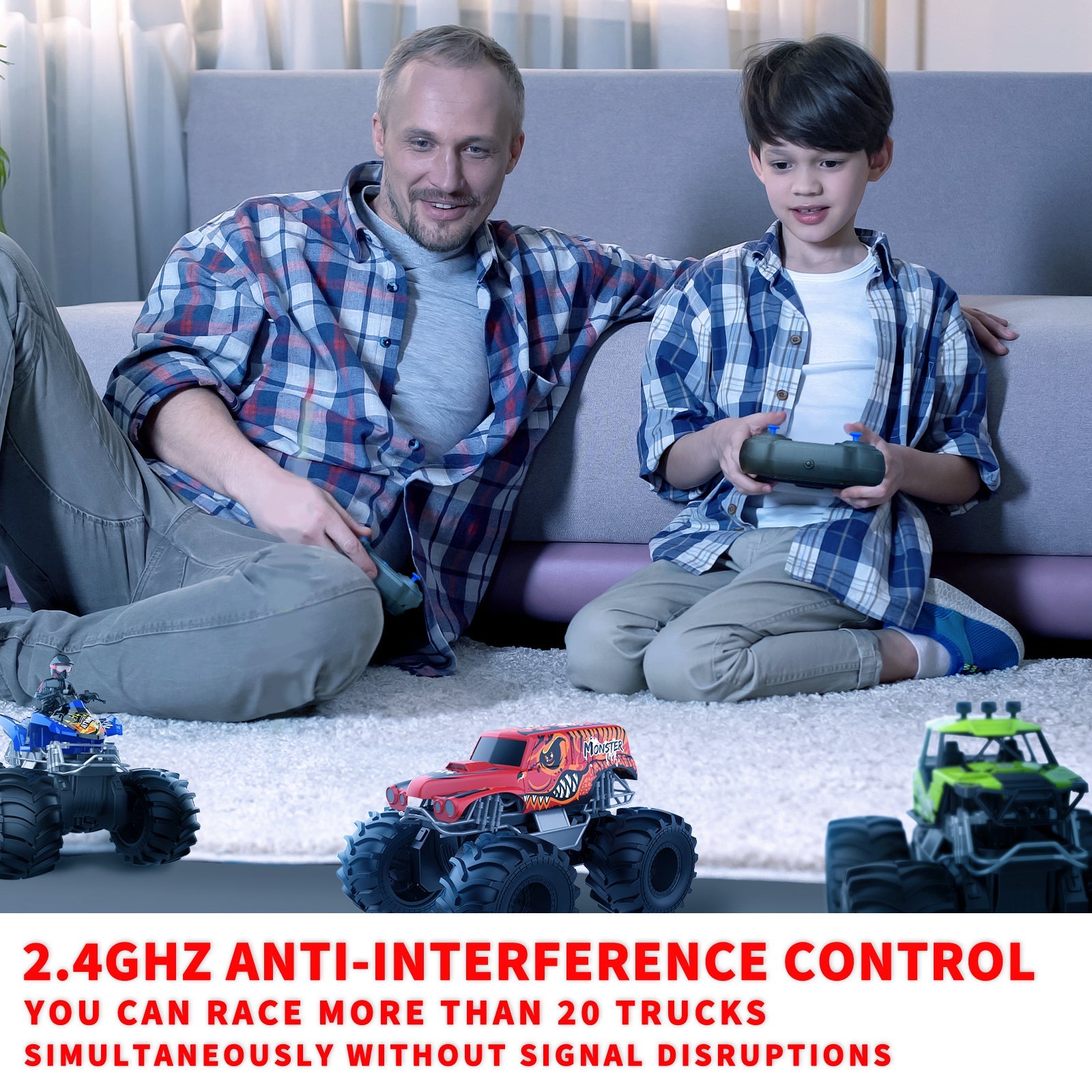 2.4GHz Amphibious RC Car for Boys - 1:16 All Terrain Off - Road Truck - Carox