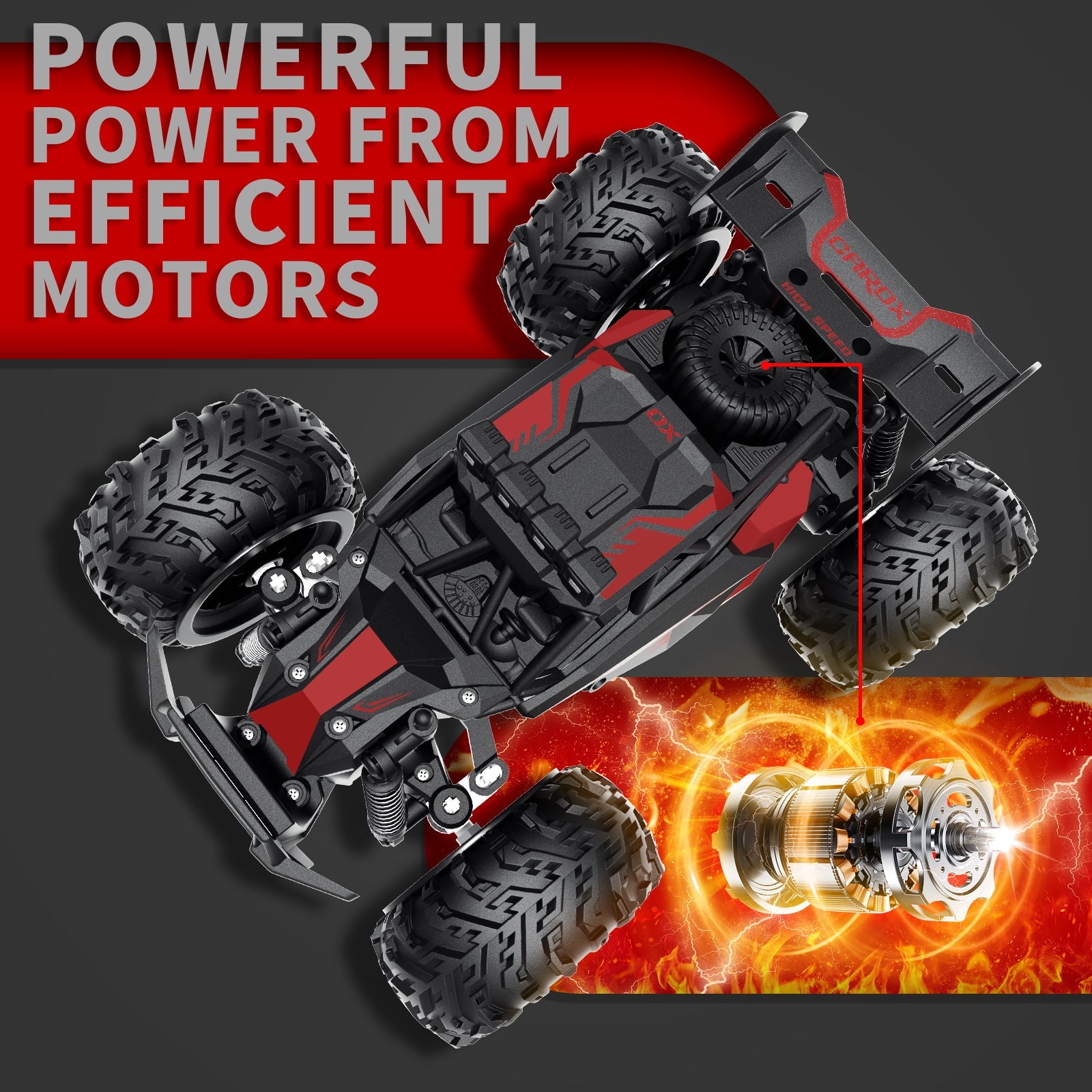 25KM/H High Speed RC Car, 1:18 Off - Road Monster Truck - Carox