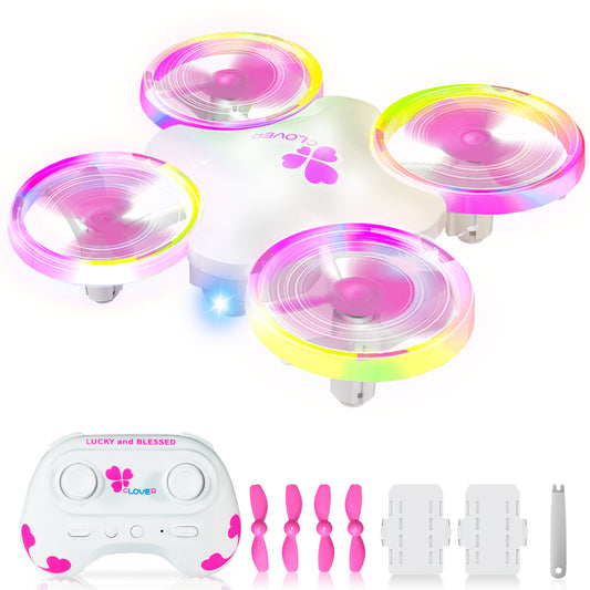 Clover Mini Drone for Kids – Beginner-Friendly LED Quadcopter with Dual Modular Batteries, Easy to Fly, Altitude Hold, One-Key Takeoff, 360 Flips – Gift for Boys & Girls Age 6+