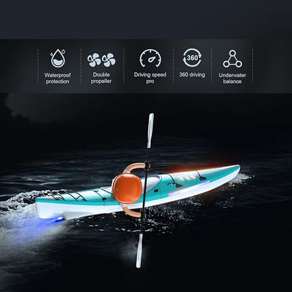 Remote Control Boats with LED Light for Kids, 2.4Ghz RC Boat for Boys