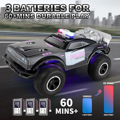 Large Remote Control Police Car Toy with Lights and Sirens for Boys