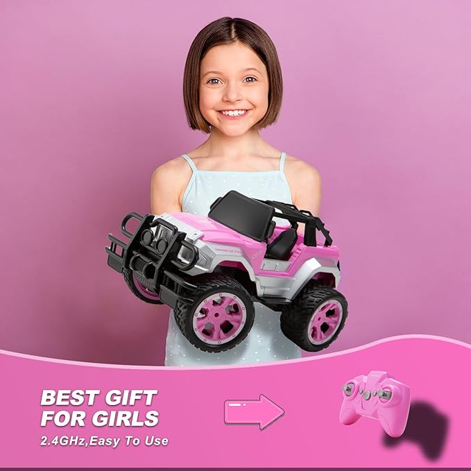 Remote Control Car for Girls, Pink RC Car with Doll