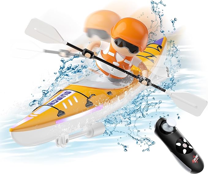 Remote Control Boats with LED Light for Kids, 2.4Ghz RC Boat for Boys