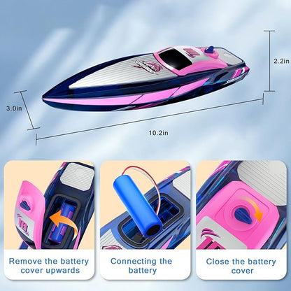 RC Boat with LED Lights - 2.4GHz Remote Control Boat for Pool and Lakes