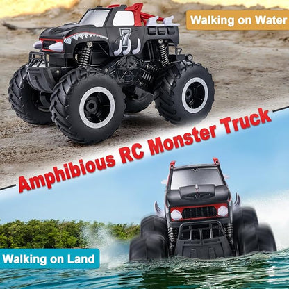 Remote Control Amphibious Car Toys for Kids-360°Spin Off-Road RC Truck for All Terrain