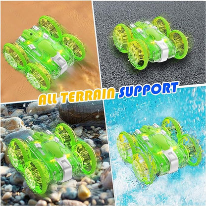 Amphibious Remote Control Car Boat, 4WD Gesture RC Car with Lights