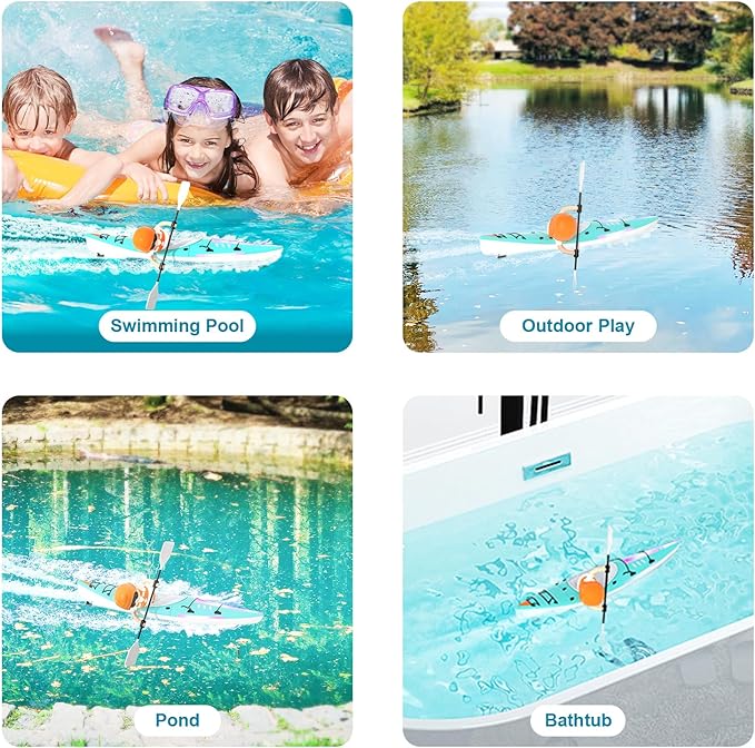 Remote Control Boats with LED Light for Kids, 2.4Ghz RC Boat for Boys