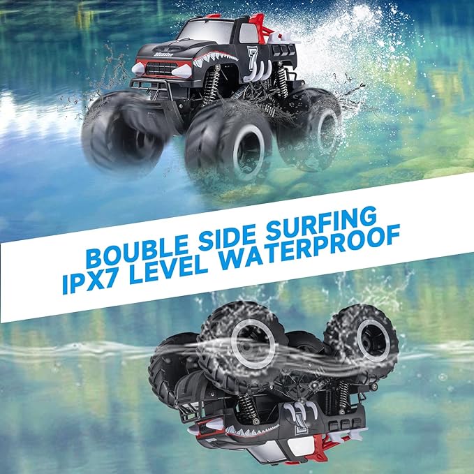 Remote Control Amphibious Car Toys for Kids-360°Spin Off-Road RC Truck for All Terrain