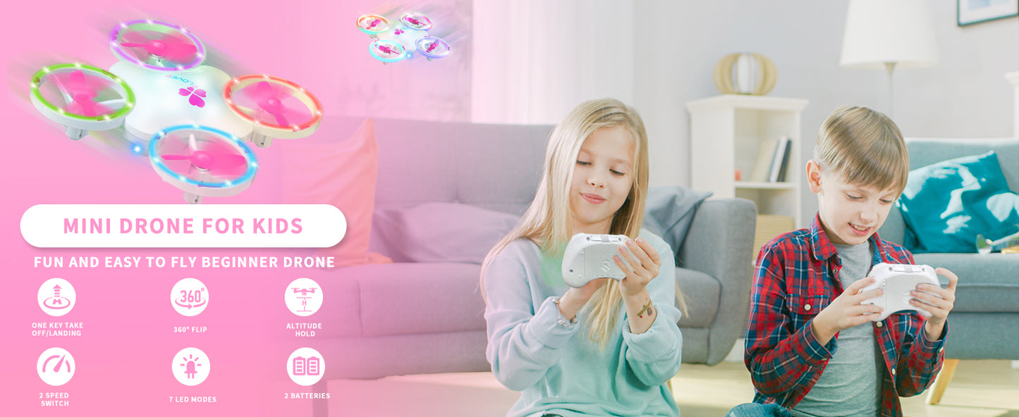Clover Mini Drone for Kids – Beginner-Friendly LED Quadcopter with Dual Modular Batteries, Easy to Fly, Altitude Hold, One-Key Takeoff, 360 Flips – Gift for Boys & Girls Age 6+