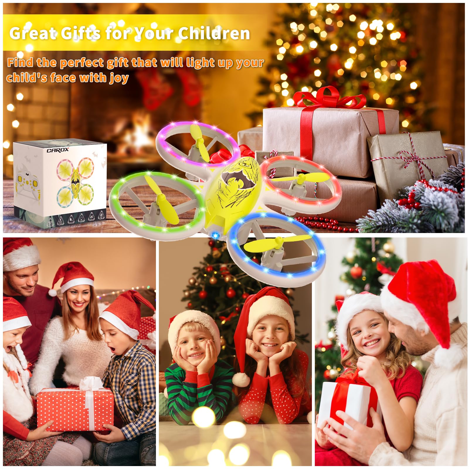 Bat Drone - Drones for Kids - Easy to Use RC Quadcopte, Altitude Hold, Headless Mode - Carox