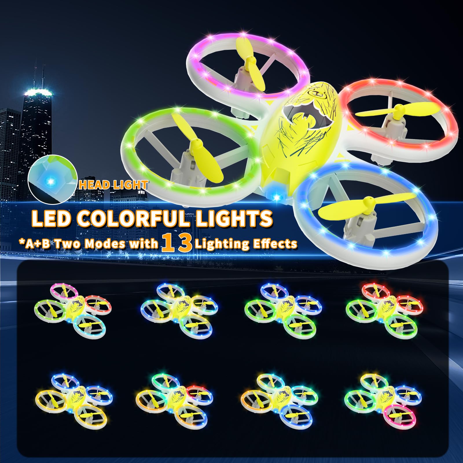 Bat Drone - Drones for Kids - Easy to Use RC Quadcopte, Altitude Hold, Headless Mode - Carox