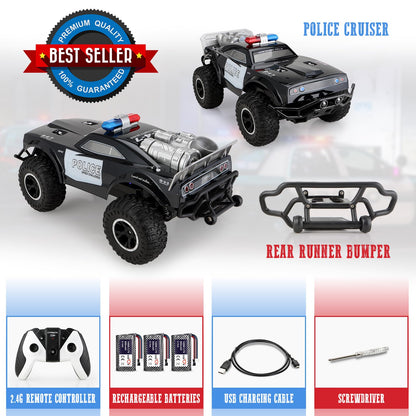 Carox Large Remote Control Police Car Toy with Lights and Sirens - Carox
