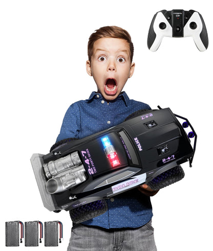 Carox Large Remote Control Police Car Toy with Lights and Sirens - Carox