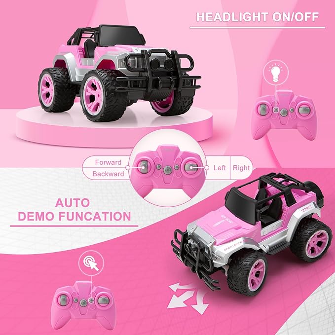 Carox Remote Control Car for Girls, 160 mins Pink RC Car Ages 4 - 12 Years Girls - Carox