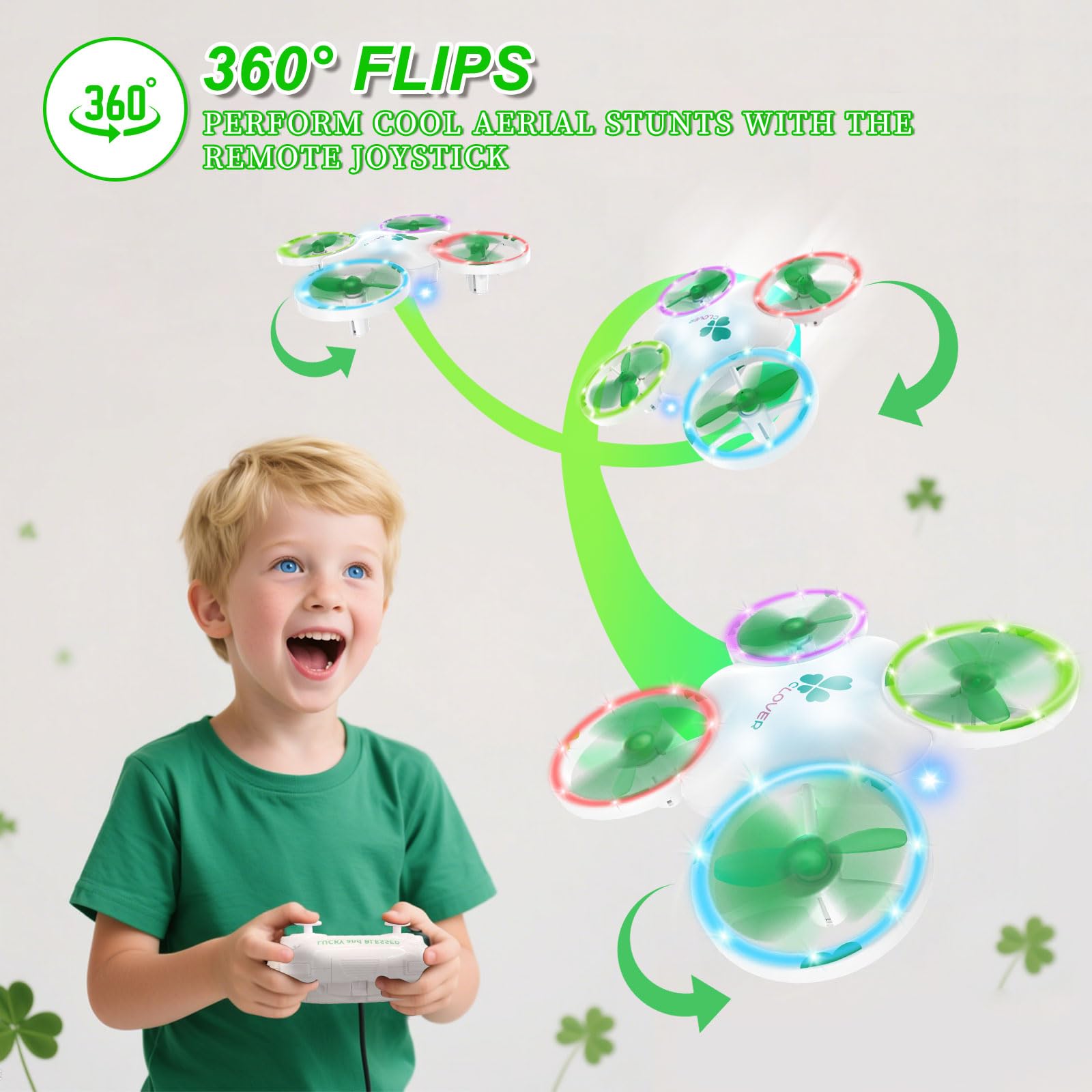 Clover Mini Drone for Kids – Beginner - Friendly LED Quadcopte - Carox