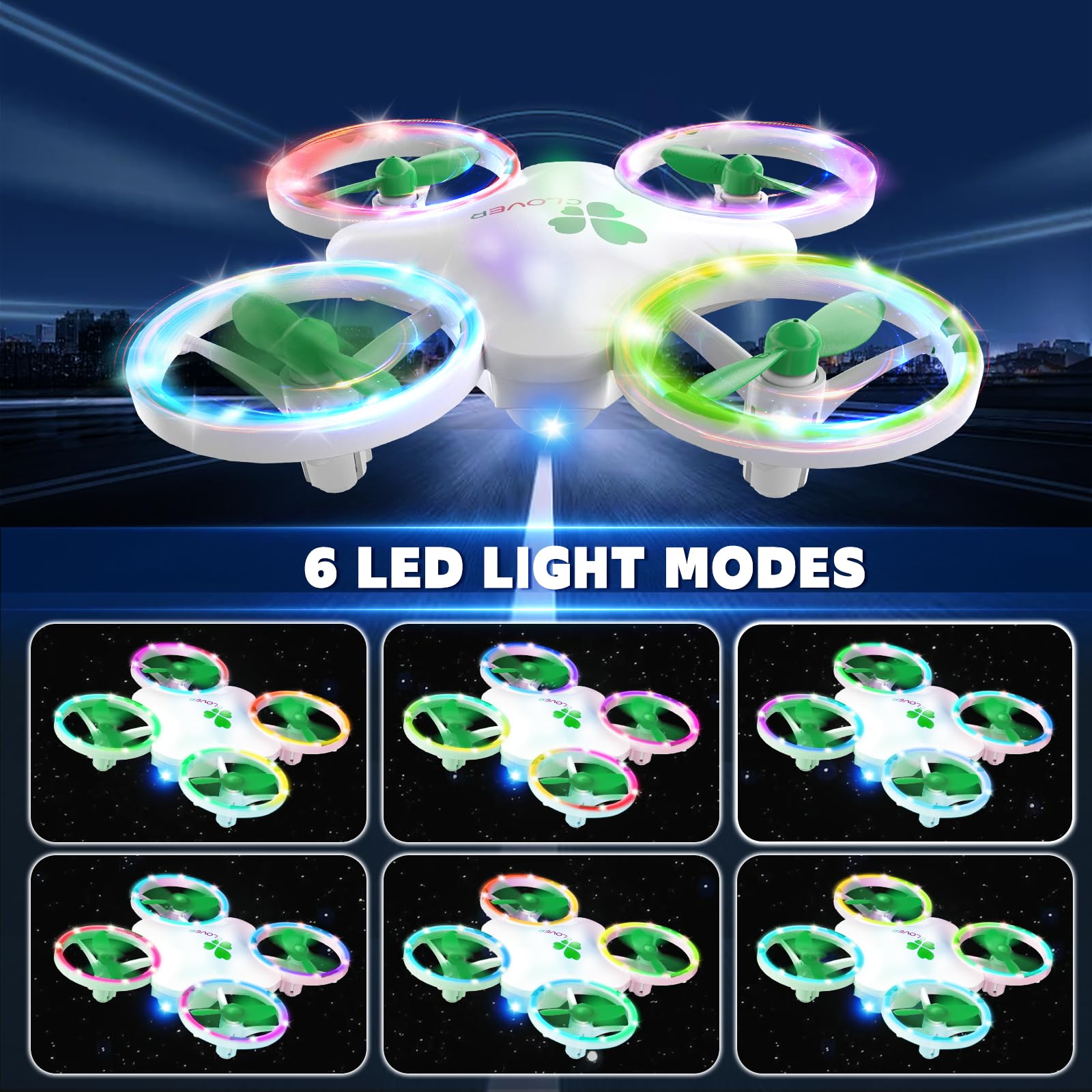 Clover Mini Drone for Kids – Beginner - Friendly LED Quadcopte - Carox