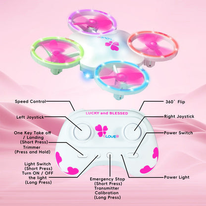 Clover Mini Drone for Kids – Beginner Friendly LED Quadcopter - Carox