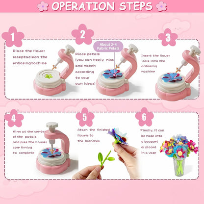 Fabric Flower Bouquets Craft Kit, DIY Arts & Crafts Kit with Colorful Fabric Flowers - Carox