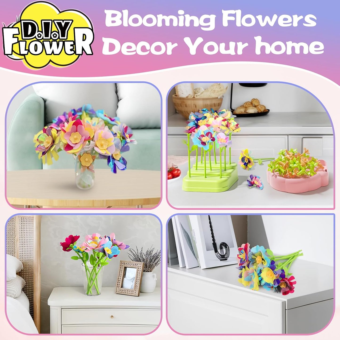 Fabric Flower Bouquets Craft Kit, DIY Arts & Crafts Kit with Colorful Fabric Flowers - Carox