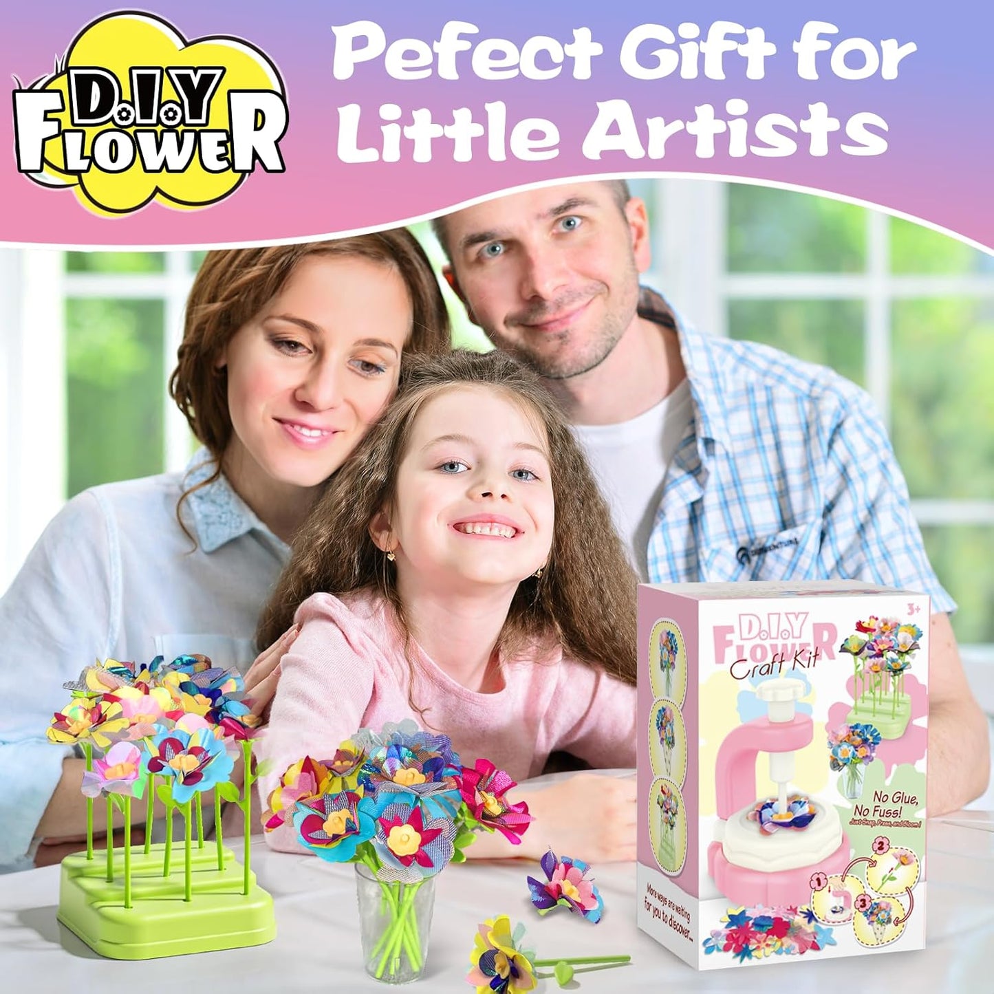 Fabric Flower Bouquets Craft Kit, DIY Arts & Crafts Kit with Colorful Fabric Flowers - Carox