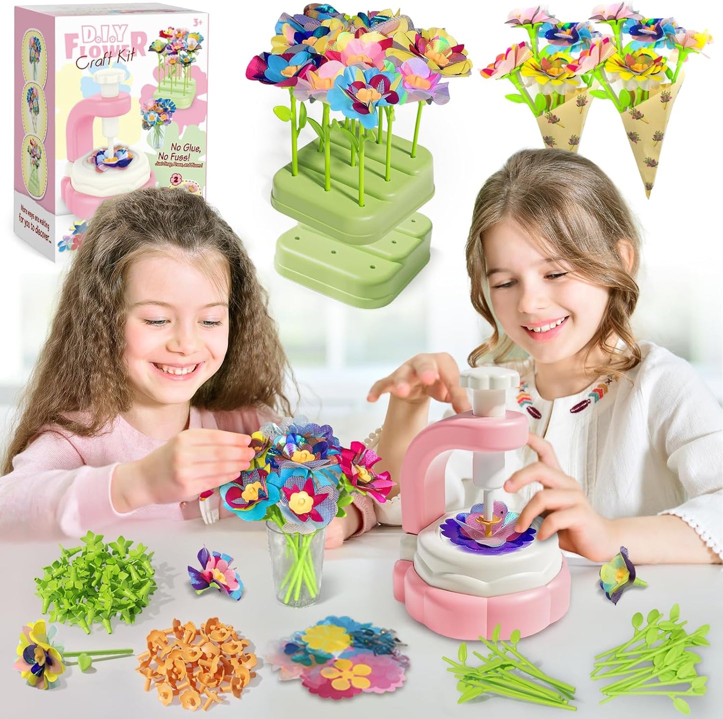 Fabric Flower Bouquets Craft Kit, DIY Arts & Crafts Kit with Colorful Fabric Flowers - Carox