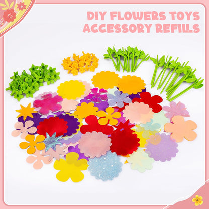 Fabric Flower Bouquets Craft Kit, DIY Arts & Crafts Kit With Colorful Fabric Flowers - Carox
