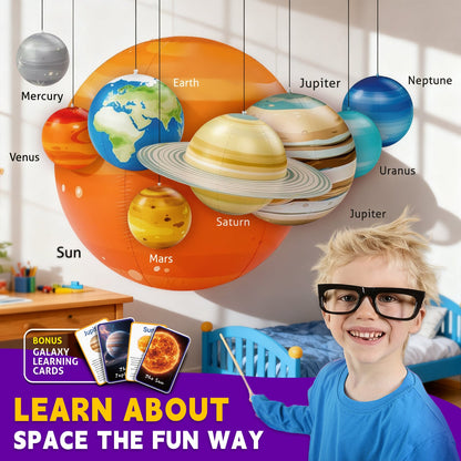 Inflatable Solar System Planets for Kids - 9 Giant Hanging Planets Ages 6 - 12 - Carox