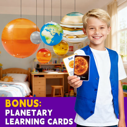 Inflatable Solar System Planets for Kids - 9 Giant Hanging Planets Ages 6 - 12 - Carox