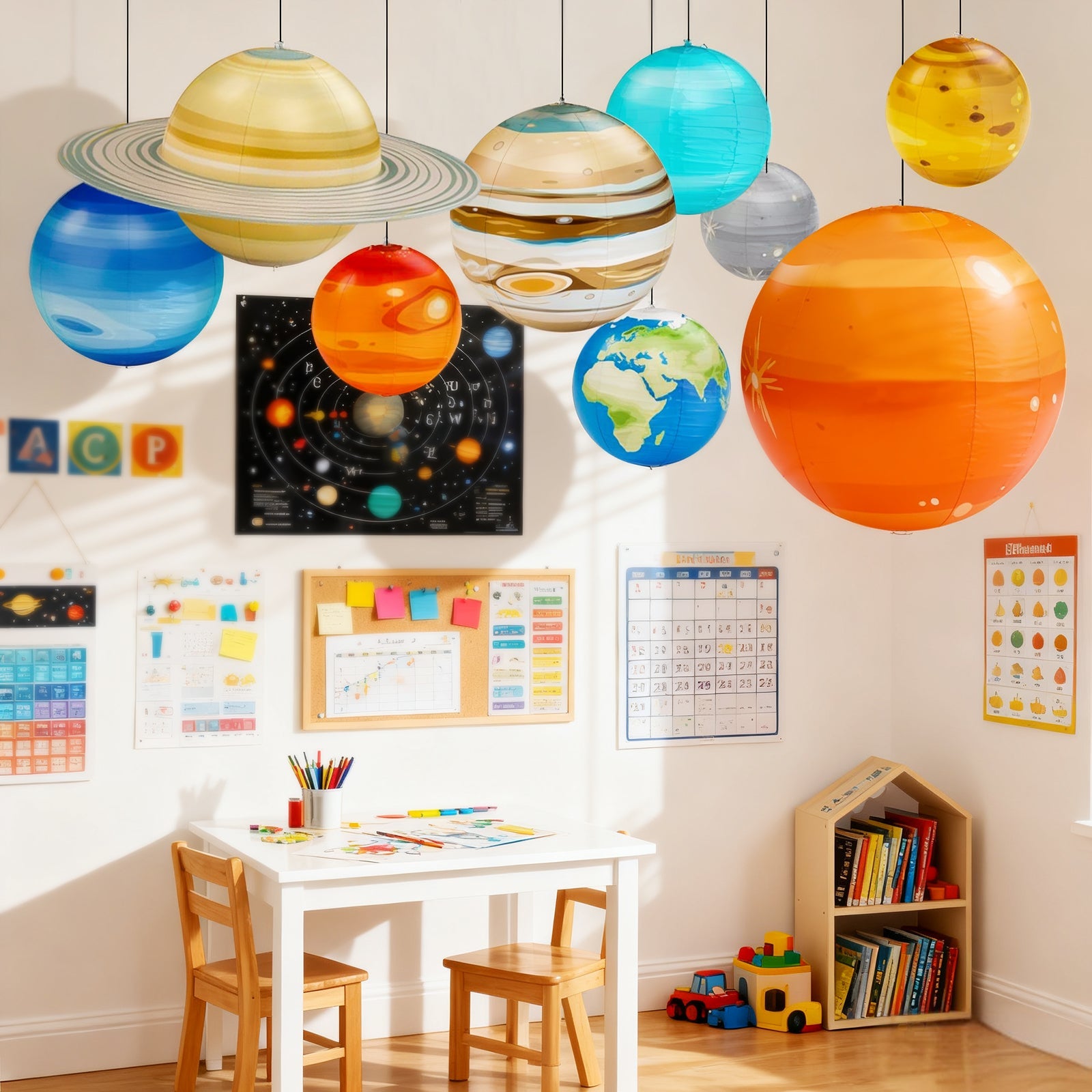 Inflatable Solar System Planets for Kids - 9 Giant Hanging Planets Ages 6 - 12 - Carox