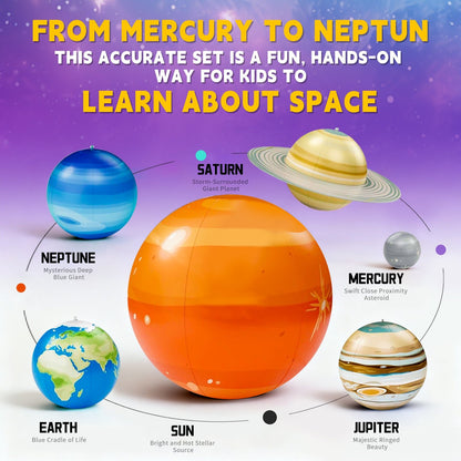 Inflatable Solar System Planets for Kids - 9 Giant Hanging Planets Ages 6 - 12 - Carox
