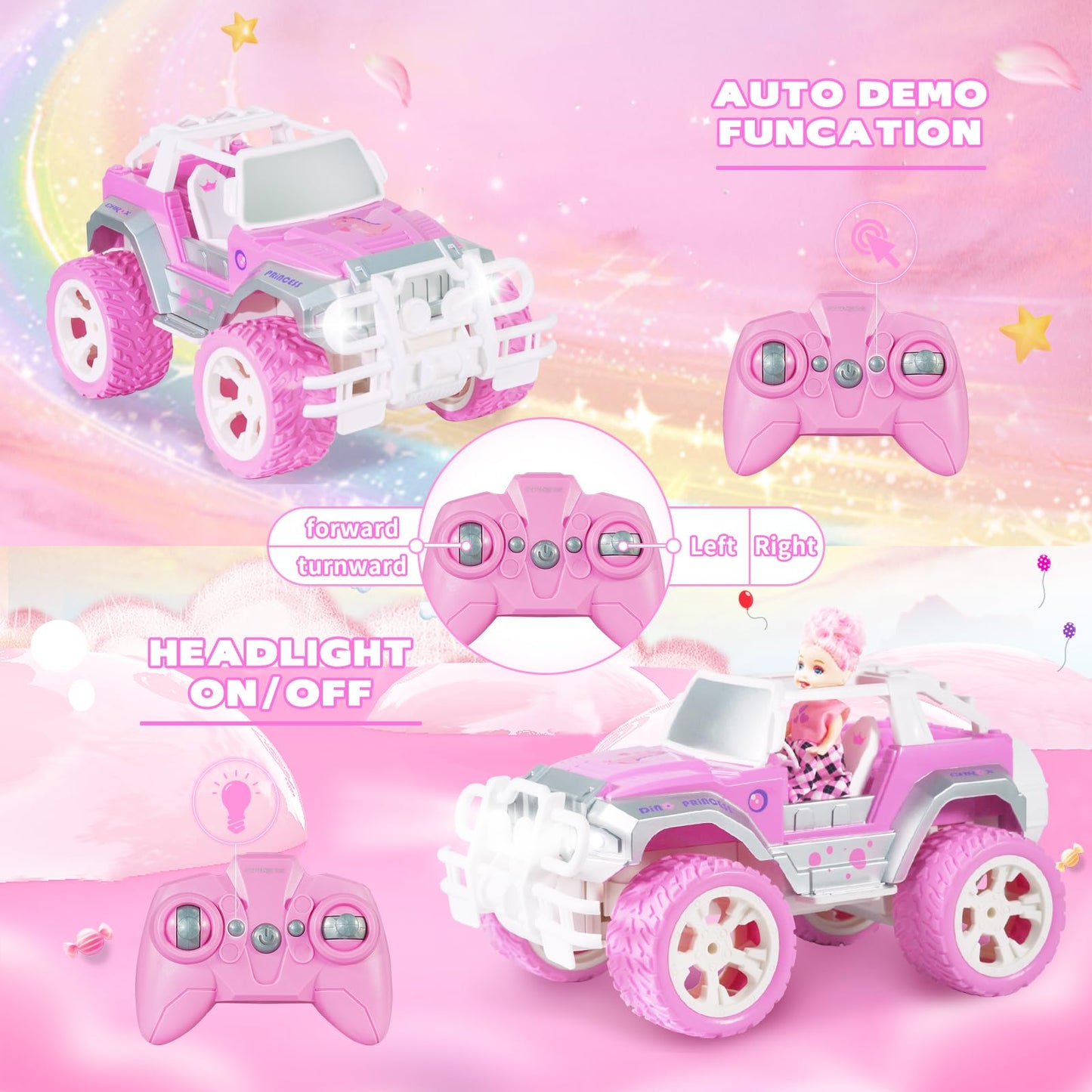 P﻿Ink Remote Control Car For Girls, 1:16 Scale - Carox