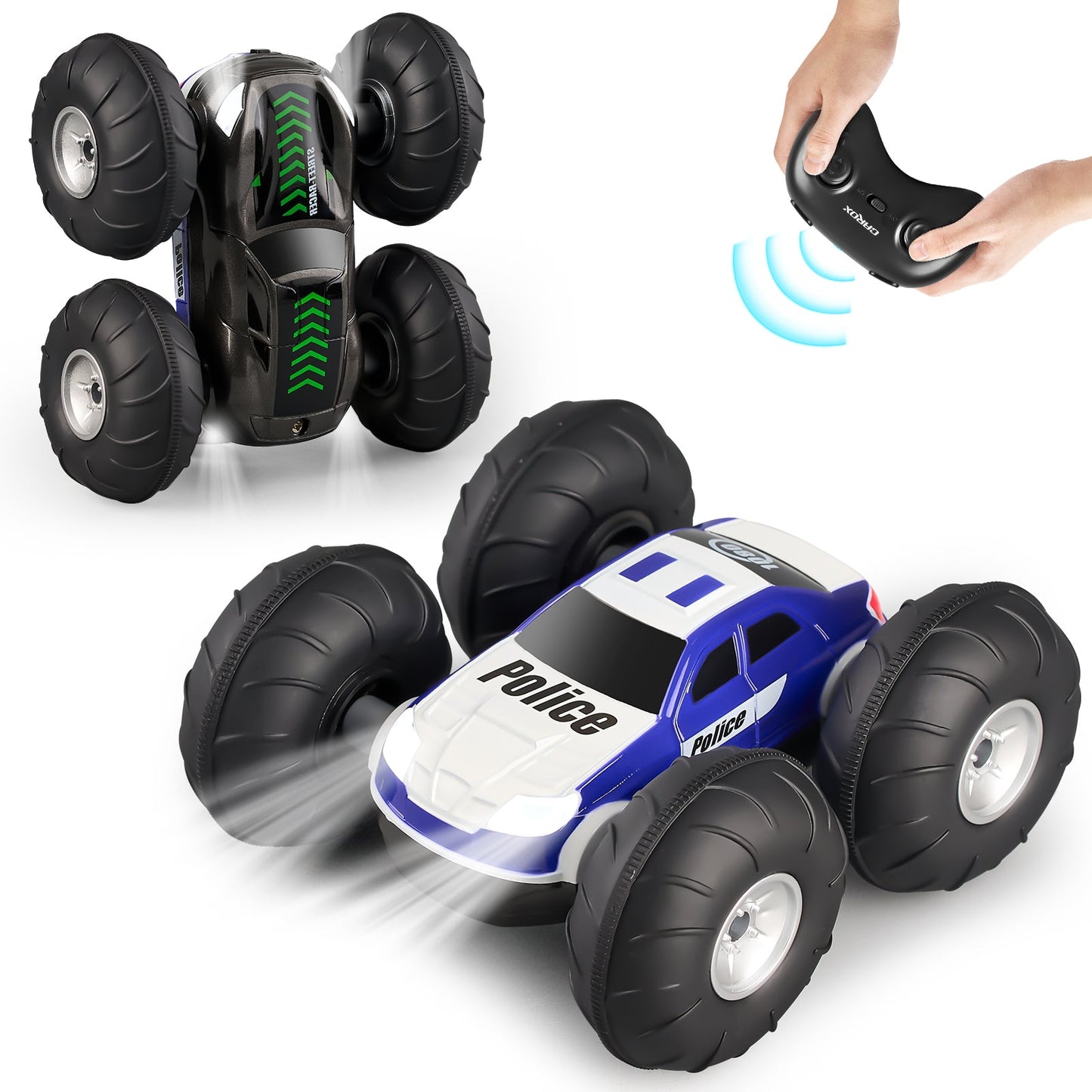 Rc Stunt Car For Kids, 360°Rotating 4WD Double Sided And Flips RC Cars With Lights - Carox