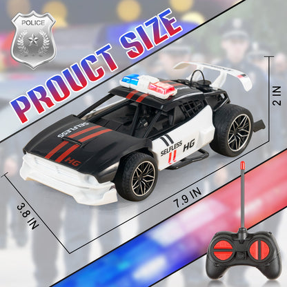 Remote Control Police Car with Realistic Smoke & Spray, 2.4GHz RC Stunt Car for Kids - Carox